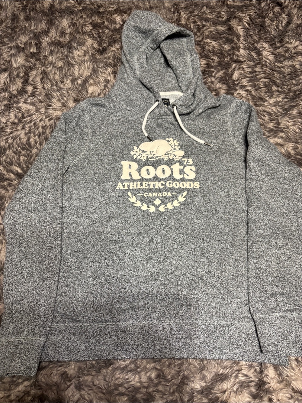 Vintage Roots Heather Gray Pullover Hoodie with Cream Logo